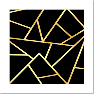 Geometric gold black Posters and Art